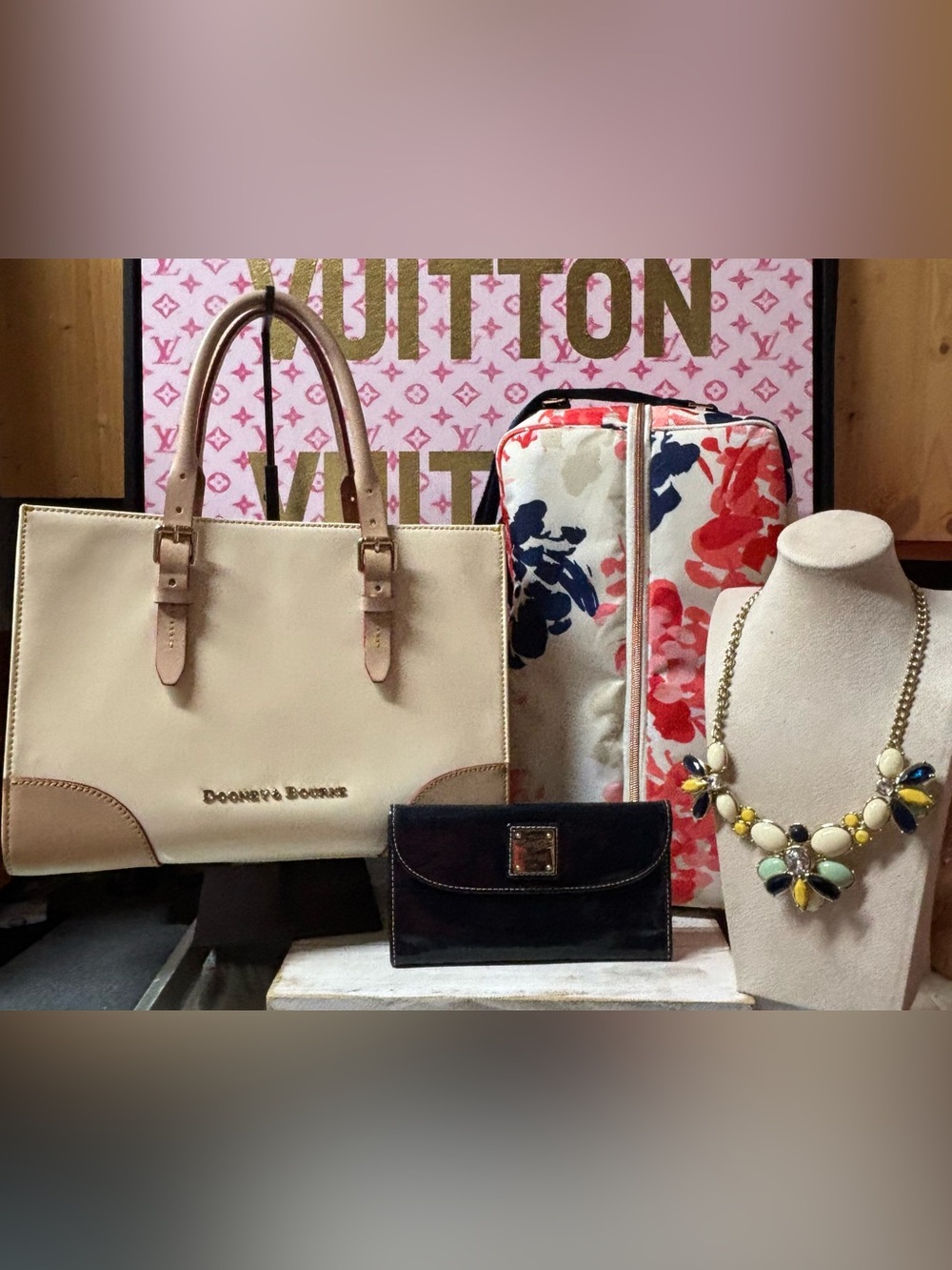 Dooney & Bourke patent Leather Tote with Tan Trim bundle